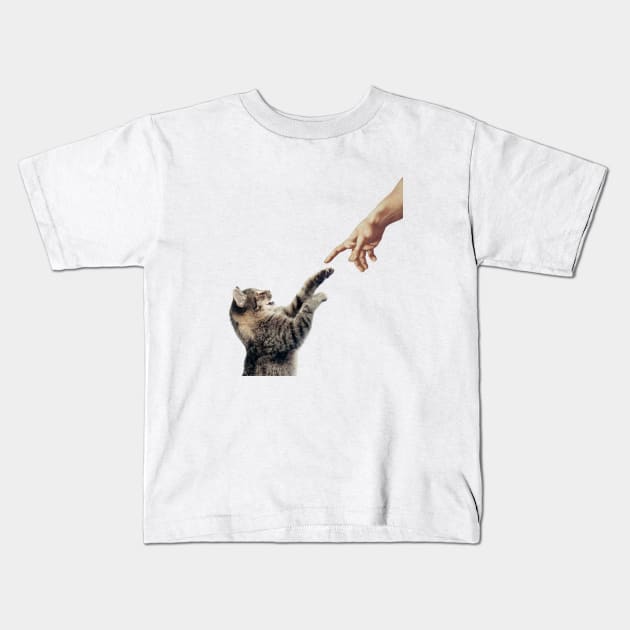 Cat paws and God's hand Kids T-Shirt by reesea